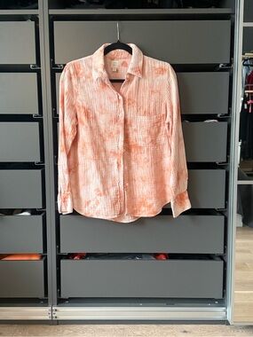 Women's Button-Down Shirt - Soft Peach Tie-Dye